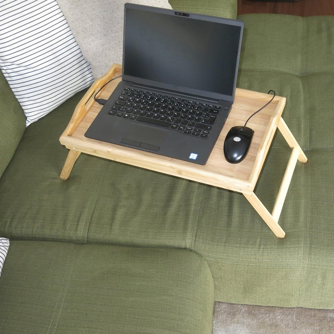 Frühstücks-Tablett klappbar Holz Serviertablett Betttablett Tablett Faltbare Beine im Bett