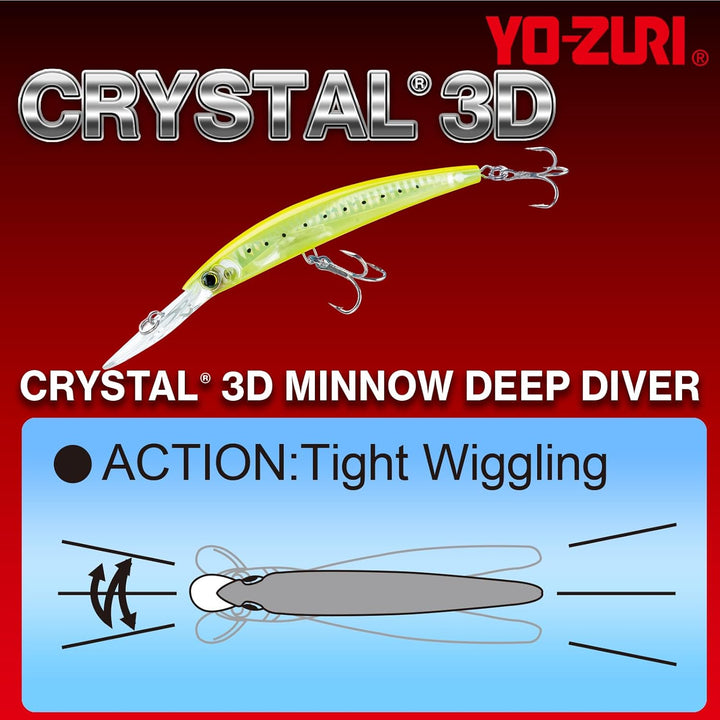 Yo-Zuri Crystal 3D Minnow Deep-Diver-Köder, Sardine, 14 cm.