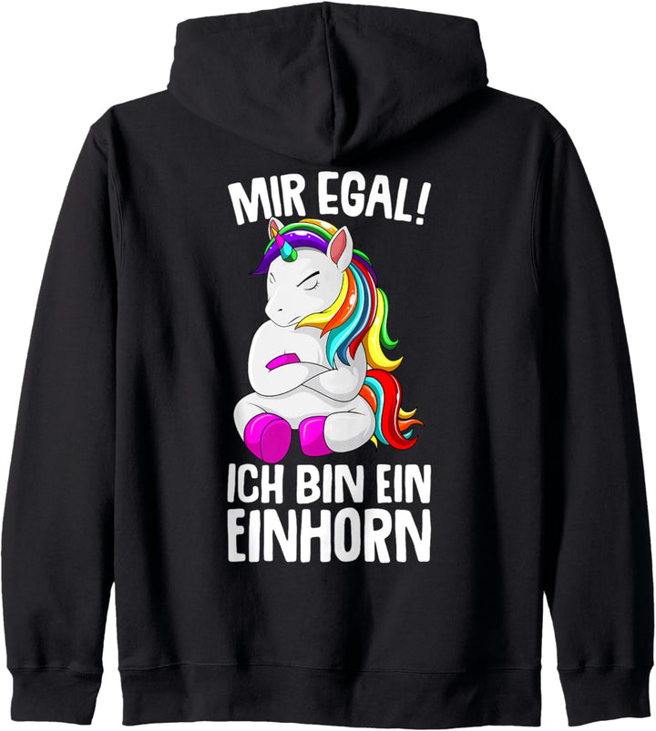 Mir egal ich bin ein Einhorn Unicorn Kinder Mädchen Damen Kapuzenjacke