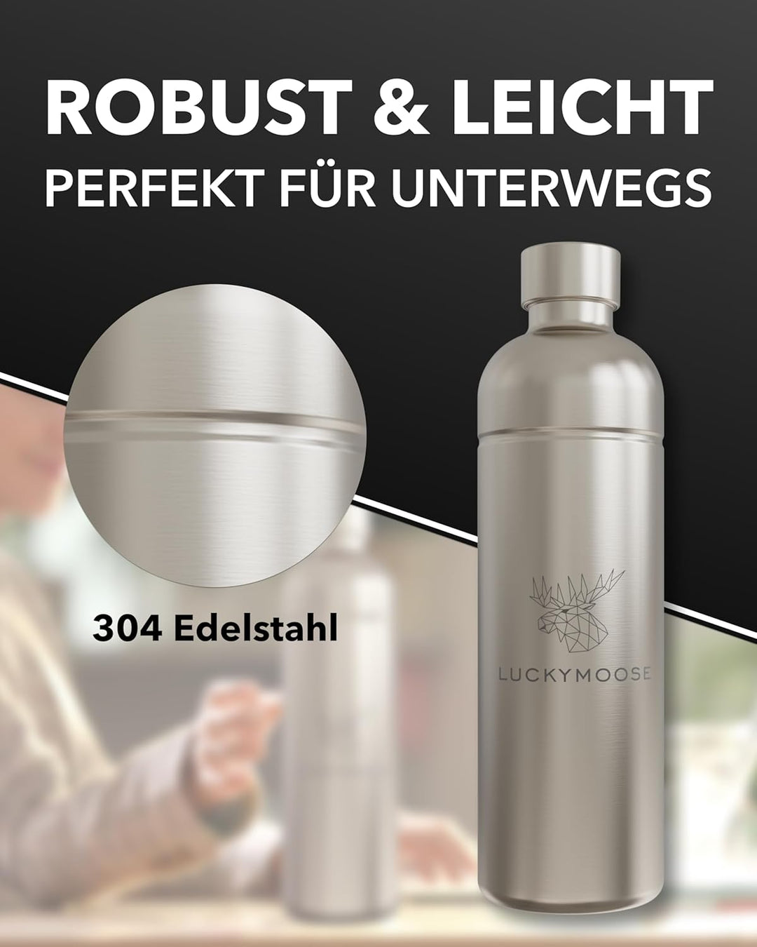 Luckymoose® 2er-Set Flasche für Aarke Carbonator 3, Philips GoZero & Brita sodaOne Wassersprudler -