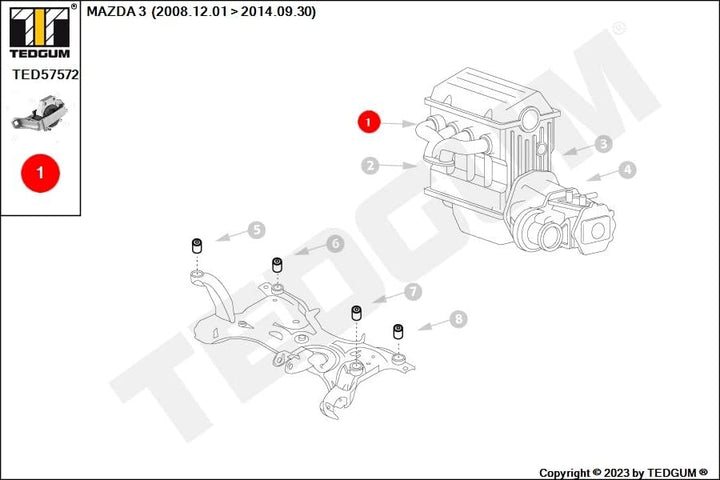 TEDGUM TED57572 MOTORTRÄGER (RECHTS)