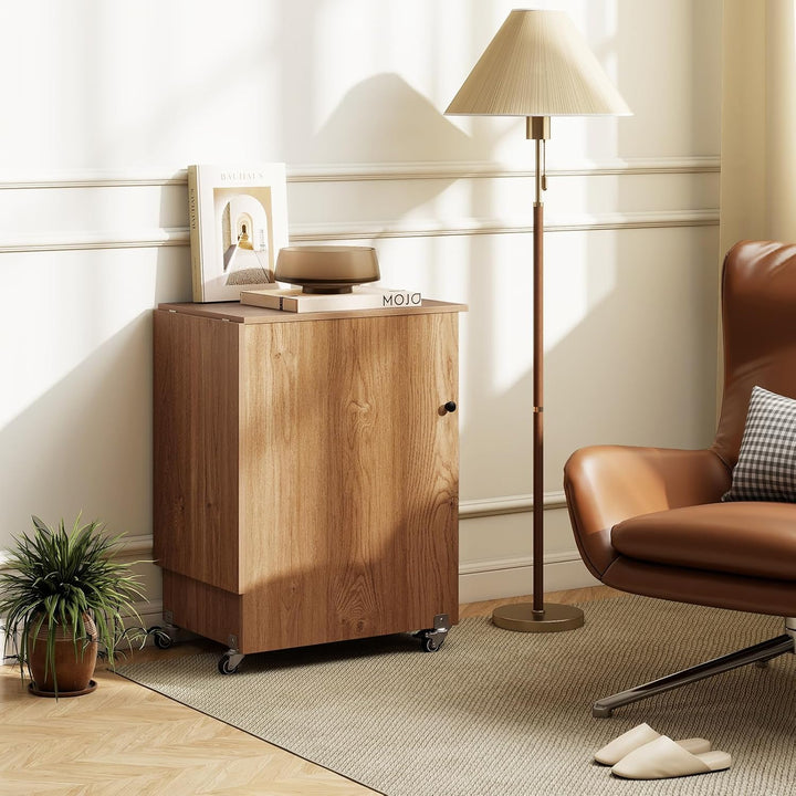 COSTWAY 2 in 1 Nähtisch klappbar mit Ladestation, Nähmaschinenschrank aus Holz mit Regalen, Nähschra