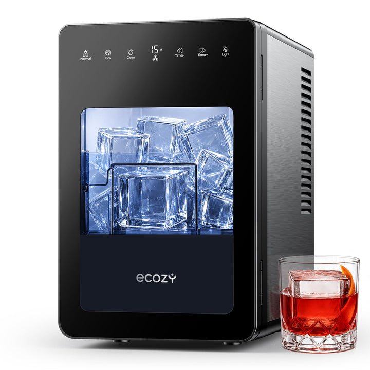 ecozy 50mm Eiswürfelmaschine für Grosse Klare Würfel, Transparentes Eis in 30 Min mit Eco-Modus, 24h