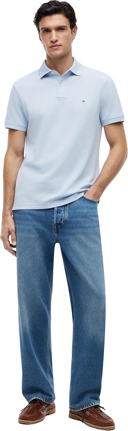 Tommy Hilfiger Herren Poloshirt Kurzarm 1985 Regular Fit, XS Blue (Breezy Blue)