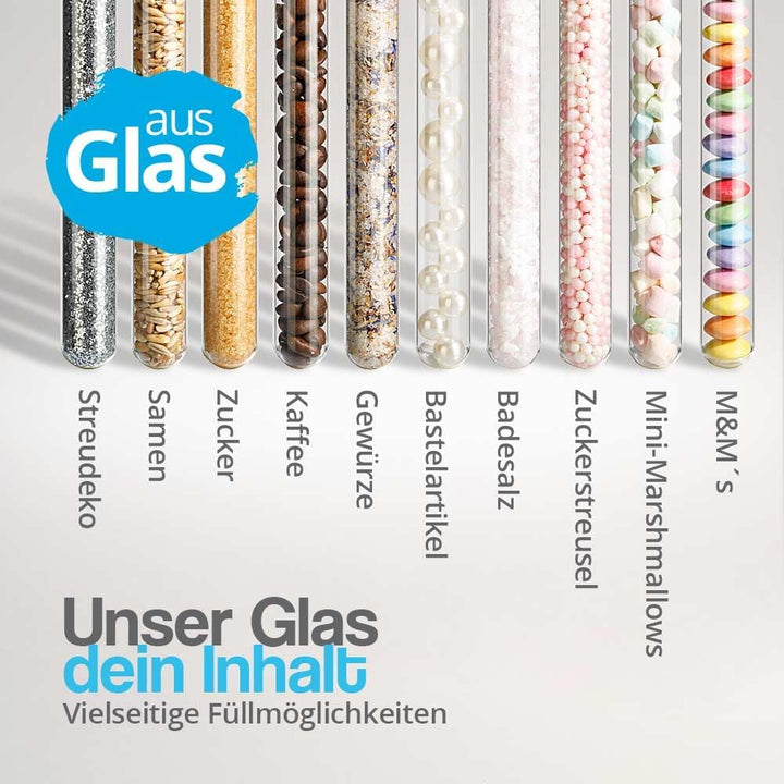 Tuuters 100x Glas Reagenzgläser mit Korken und Bördelrand (160 x Ø 16mm), 160 x Ø 16mm