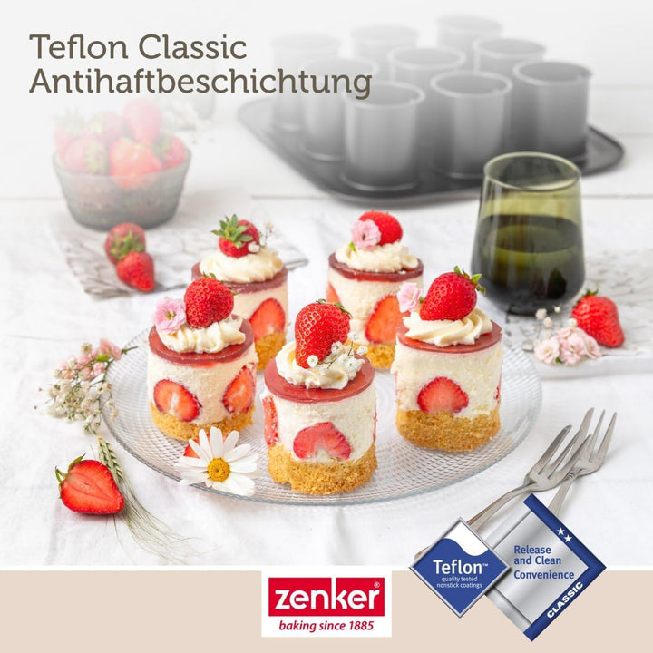 Zenker Bake, Click & Go 9er Törtchenblech – 29 x 29 x 7 cm – Backform mit separat erhältlichem Decke
