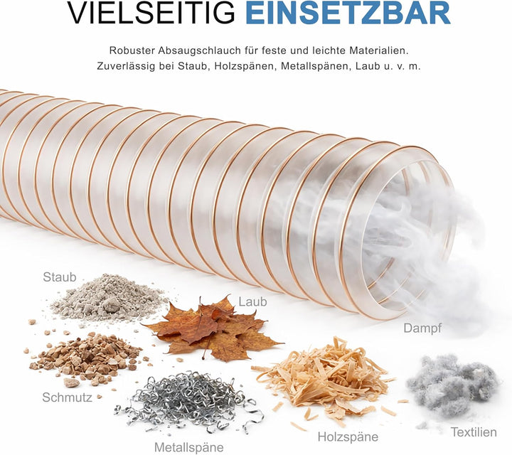 AWM Absaugschlauch transparent 0,4 mm Absauganlage Spiralschlauch schwer entflammbar Flexschlauch -