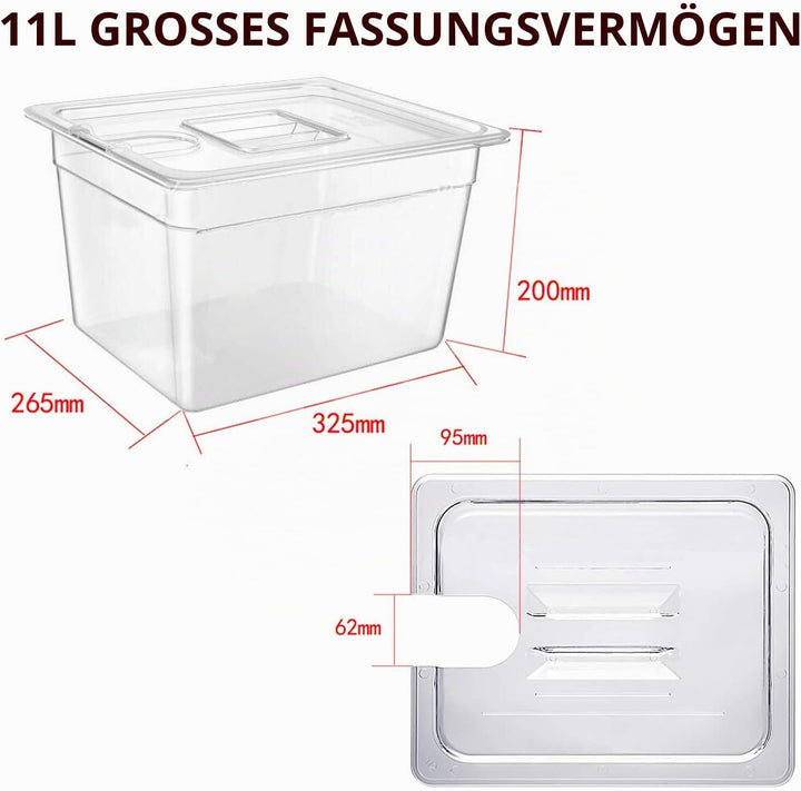 Sous Vide Behälter -11L mit Deckel und Rack für Sous Vide Stick Garer Mehrere Marken, Multifunktiona