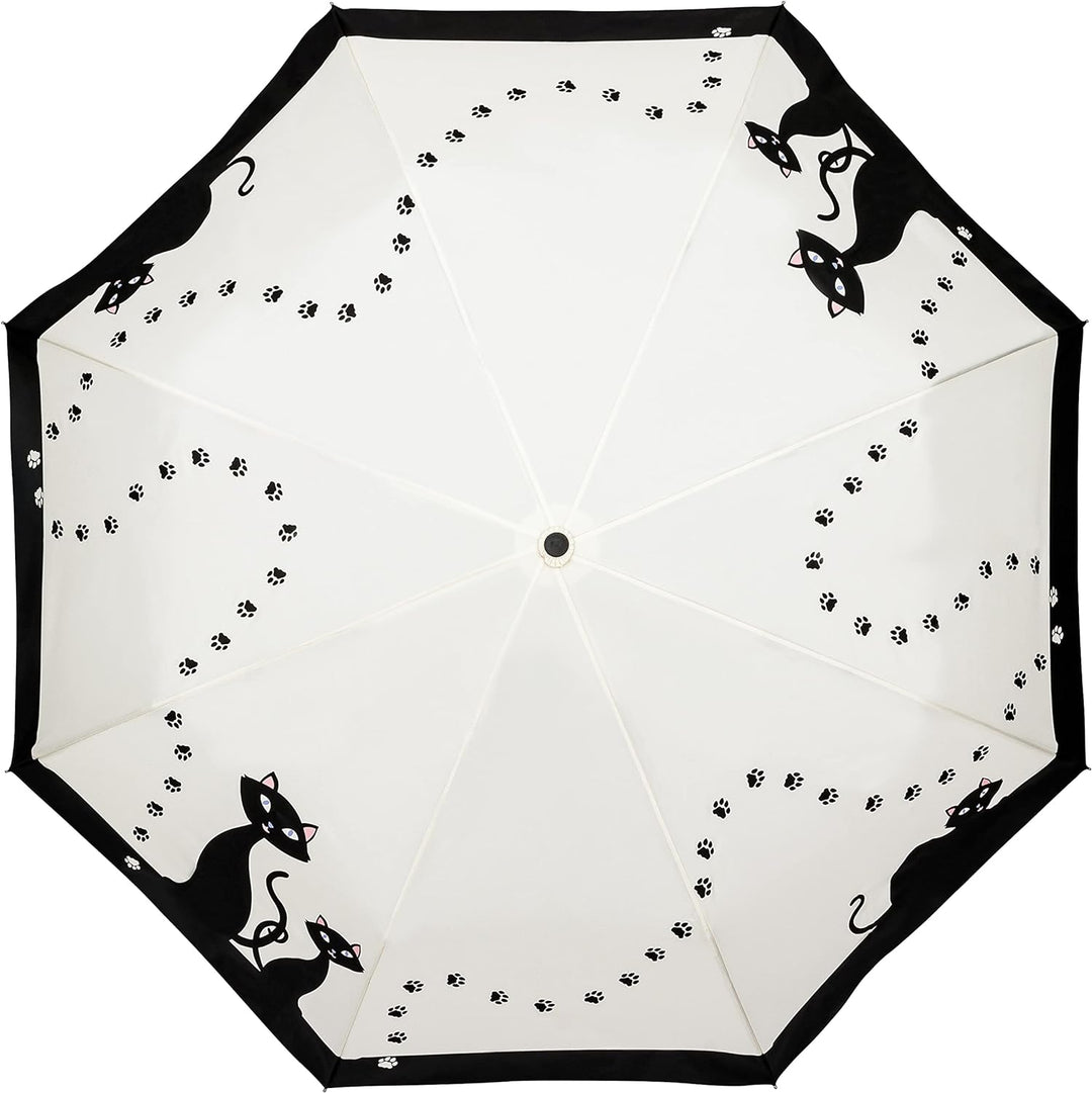 VON LILIENFELD Regenschirm Taschenschirm Schwarze Katzen Windfest Auf-Zu-Automatik Stabil Leicht Kom
