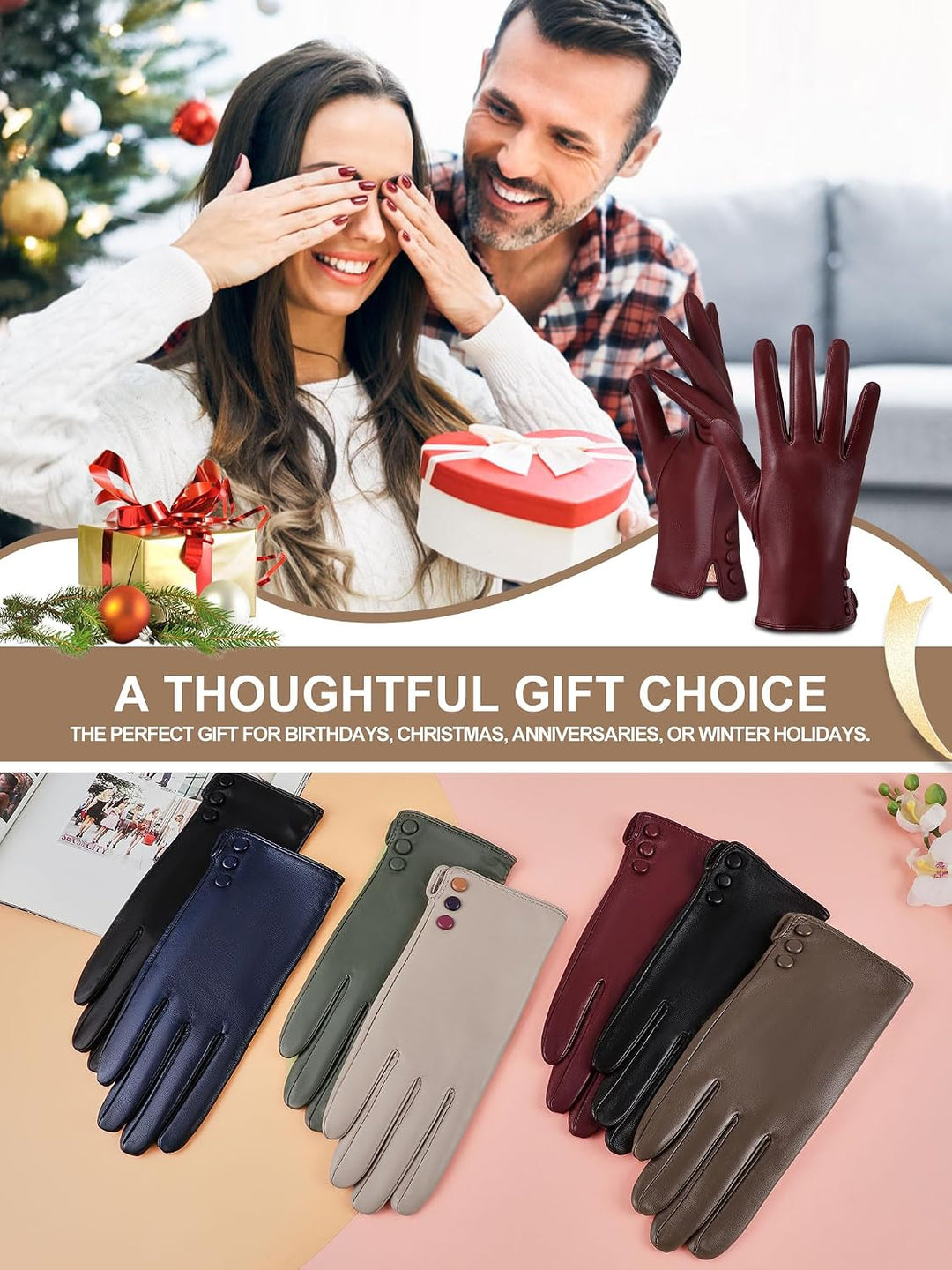 GSG SINCE 1998 Lederhandschuhe Damen Gefüttert aus Chromfreiem Echtleder – Wollfutter/Fleecefutter S