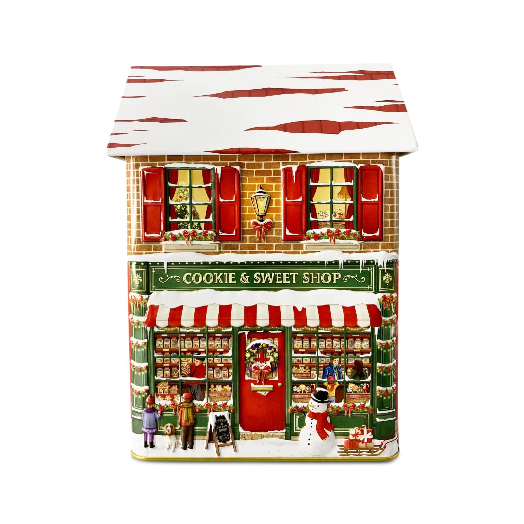 Stadthaus Winter Cookie & Sweet - Dose in Form eines klassischen Backsteinhauses - lebensmittelecht
