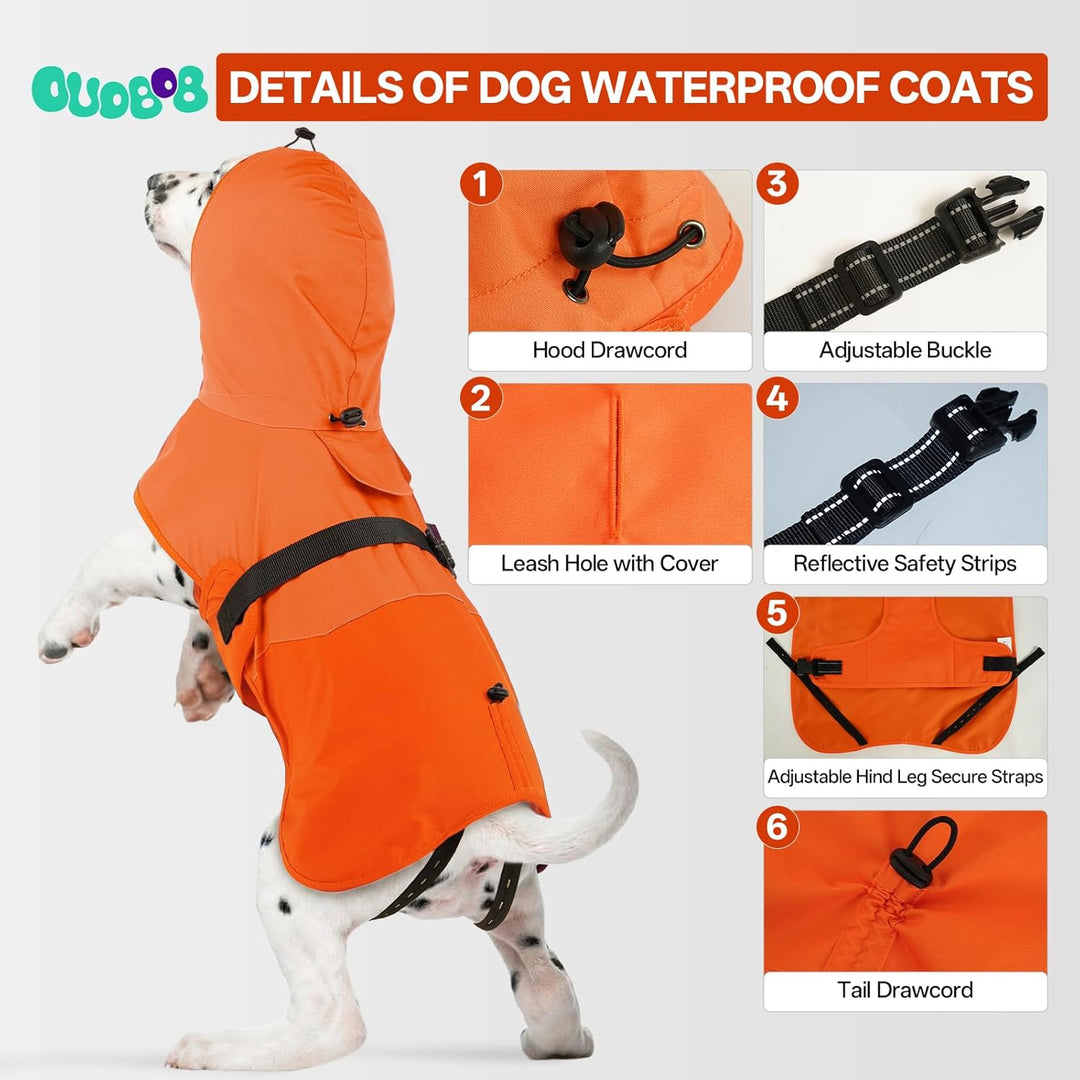 Hunde-Regenmantel, leichte Regenjacke, verstellbarer Haustierponcho mit Kapuze, schneefeste Hundewes