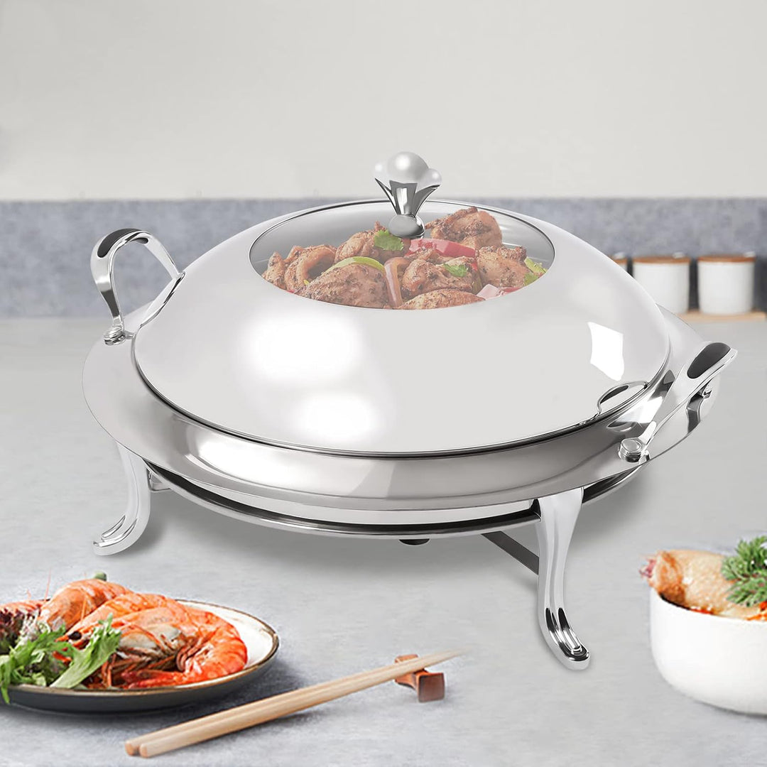 3 L Chafing Dish, Edelstahl Speisewärmer mit Deckel Kraftstoffhalter für Hotels Buffets Restaurants