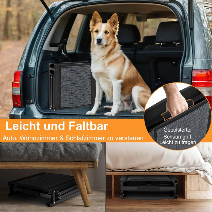 Hunderampe Klappbar Auto Hunderampe 157cm Hundetreppe Hundeautorampe mit Rutschfester Oberfläche & S