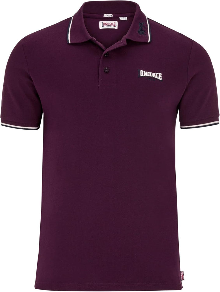 Lonsdale Herren Poloshirt schmale Passform Lion Oxblood XXL, Oxblood XXL
