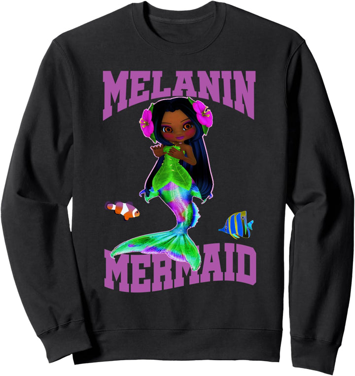 Mermaid Melanin Poppin African American Girl Sweatshirt