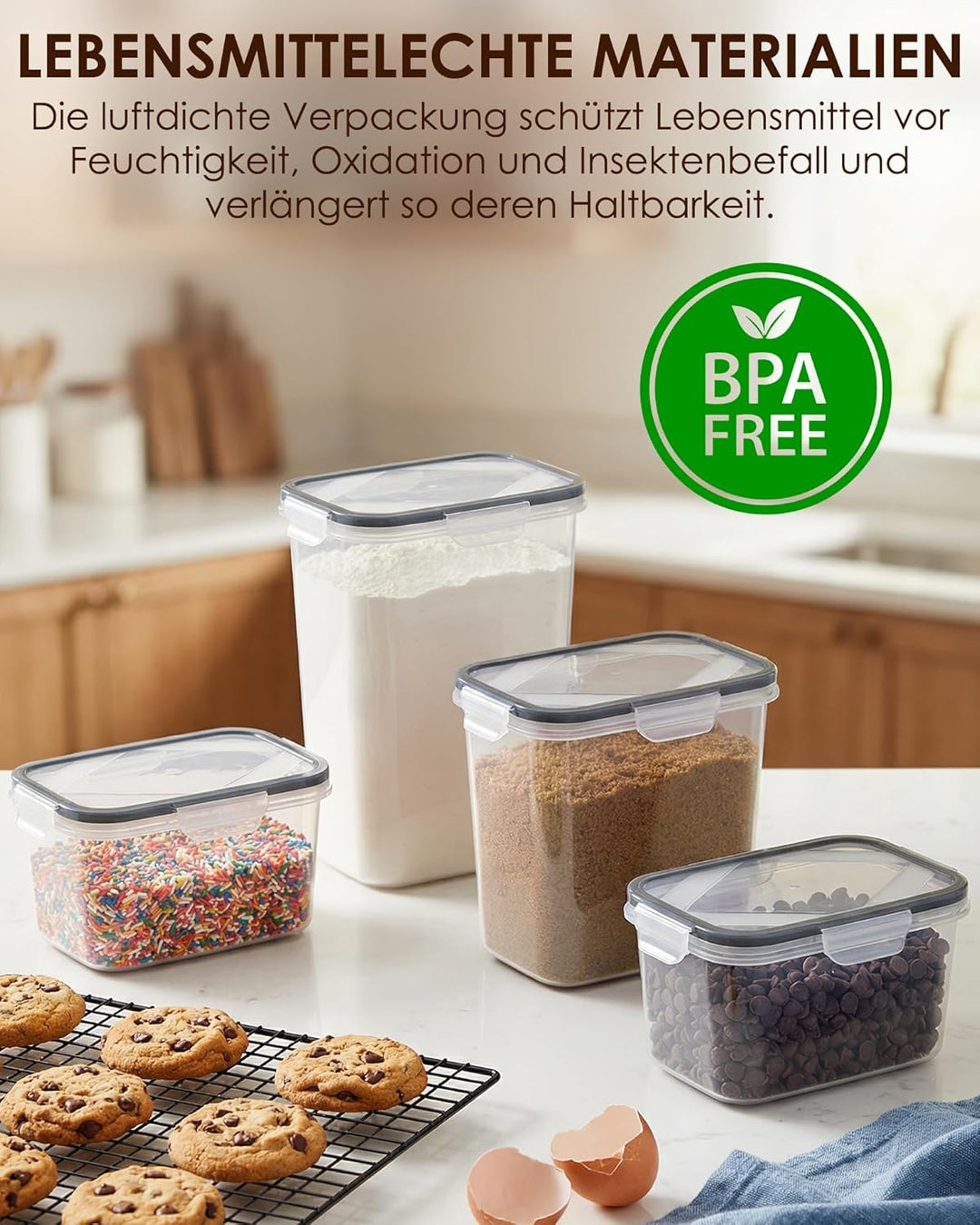 Radikor Vorratsdosen mit Deckel luftdicht, 9 Stück, Stapelbare Vorratsbehälter BPA-frei, Frischhalte