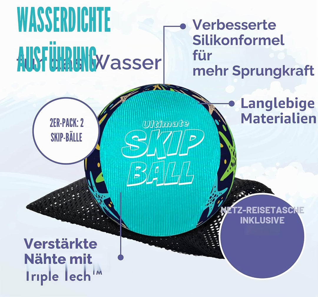 Activ Life Skip Ball Seesternblau – Wasserhüpfball 2er-Set für Kinder & Erwachsene – Outdoor Strands