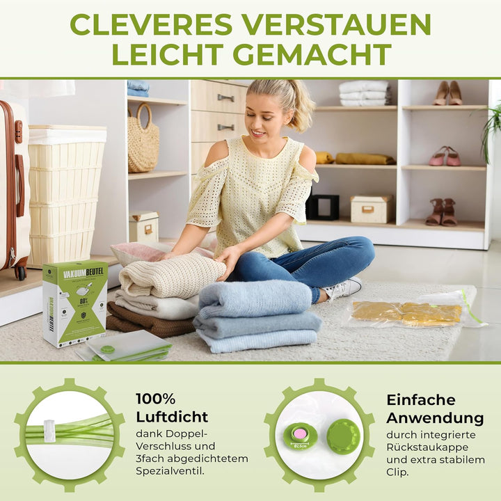 NORDIC® - Vakuumbeutel 6er Set (60x40cm + 70x50cm) – BPA Frei INKL. ETIKETTEN - Vakuumbeutel für Kle