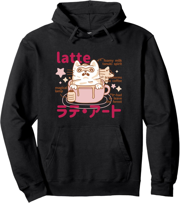 Latte Coffee Monster l Lustige japanische Lebensmittelgrafik Pullover Hoodie