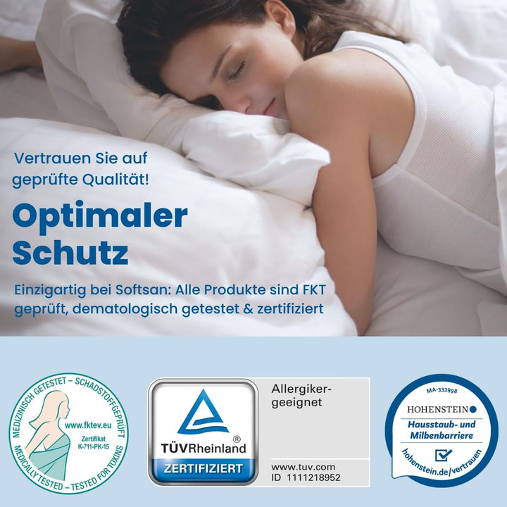 Softsan Protect Plus Matratzenbezug milbendicht 80x200x16 cm, Höhe 16 cm, Encasing, Milbenschutz für