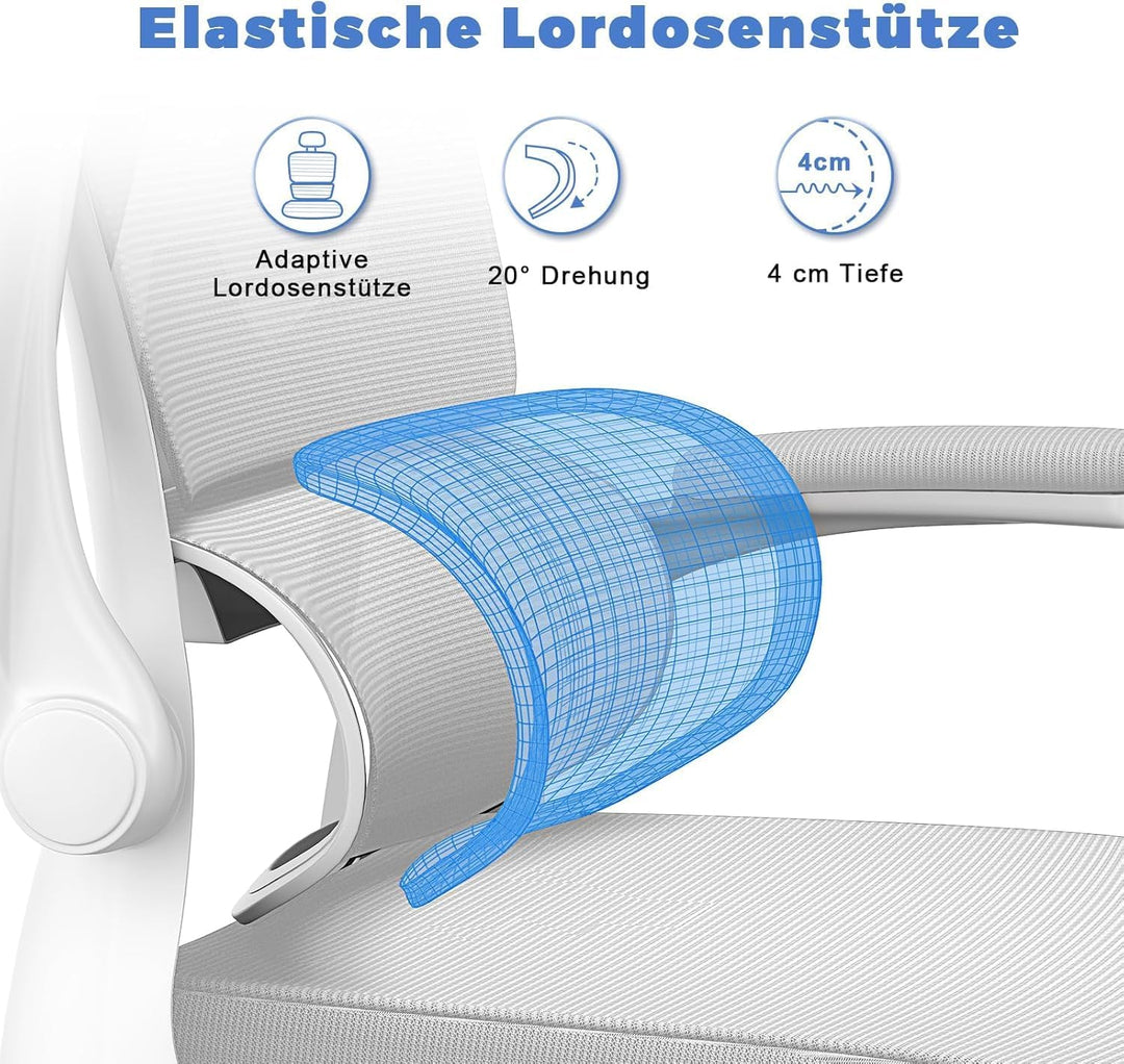 naspaluro Bürostuhl Ergonomischer, Schreibtischstuhl mit Verstellbarer Kopfstütze, Armlehnen, Dynami