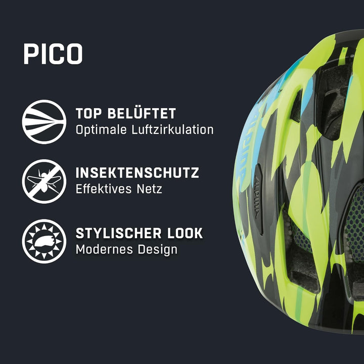 ALPINA PICO - Leichter, Optimal Klimatisierter &amp; Bruchfester Fahrradhelm Mit Fliegennetz Für Kinder