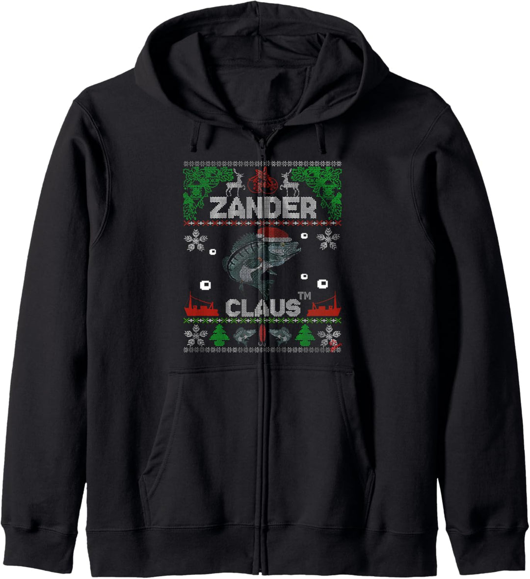 Zander Claus Weihnachtspulli für Angler lustiges Weihnachts Kapuzenjacke