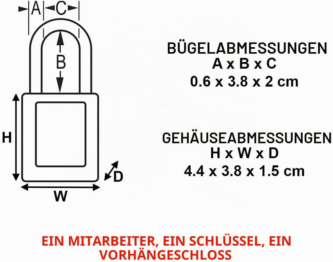 Master Lock 410RED Thermoplastisches Sicherheitsvorhängeschloss für Mechanische Verriegelungen, Rot,