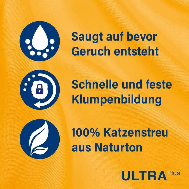 Catsan Ultra Plus – Katzenstreu aus feinen natürlichen Tonkörnchen – 1 x 10 Liter
