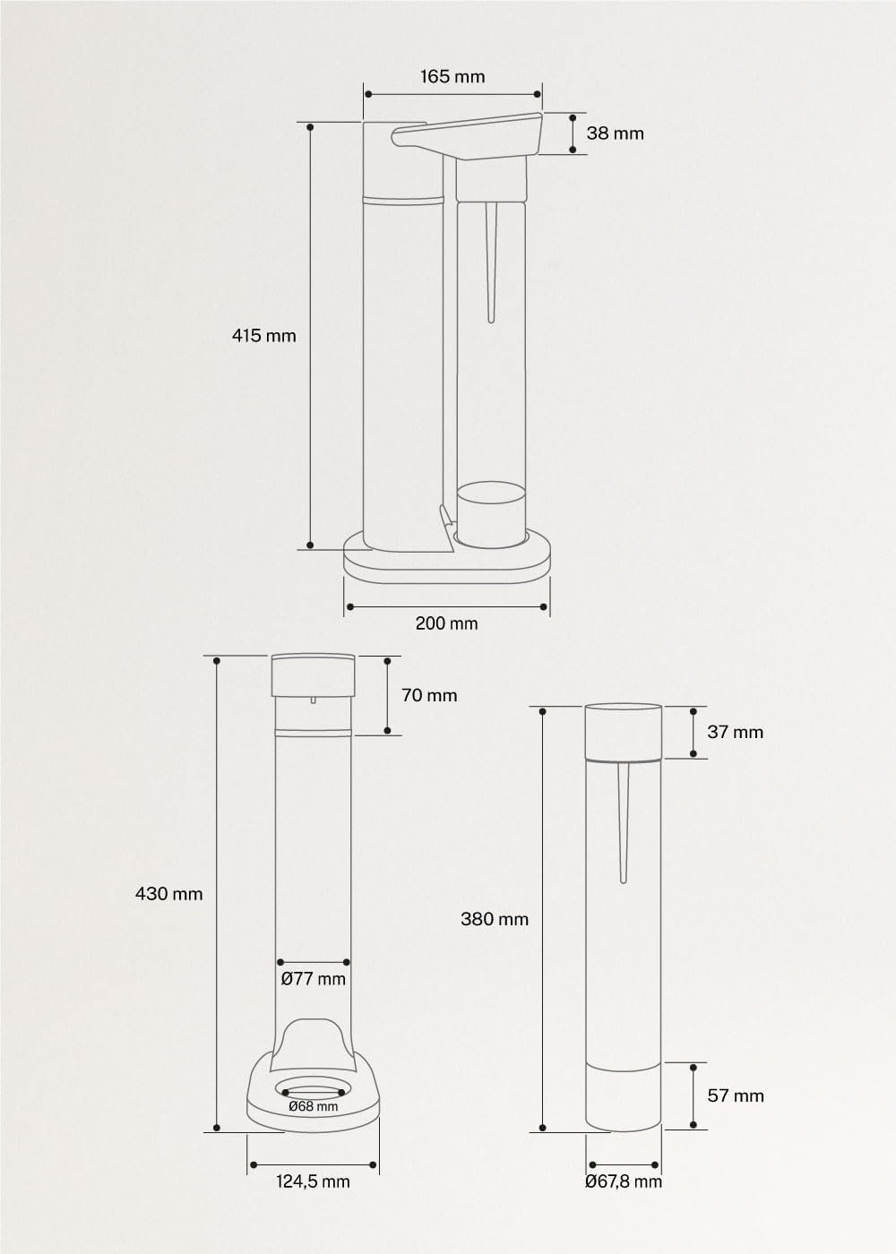 CREATE/SODA MAKER STUDIO/Wassersprudler 1L Salbeigrün + Doppelflasche 500ml + 350ml / Keine CO2-Flas