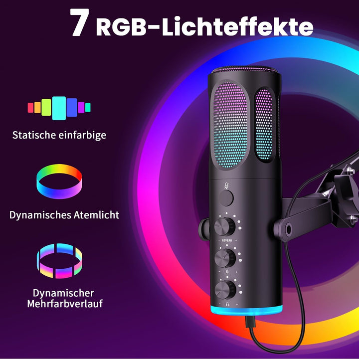 Ortizan Gaming Mikrofon PC, USB Podcast Mikrofon für PS4/5 und Mac, Noise Cancellation Kondensator M