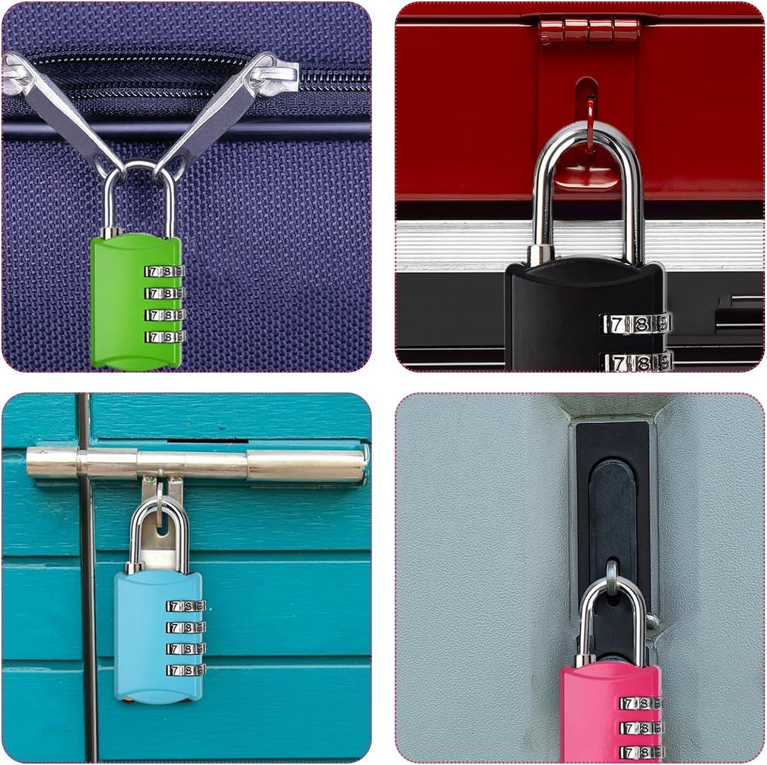 6 Stück Vorhängeschloss Zahlenschloss, Vorhängeschloss Mit 4 Stellig Zahlencode, Schloss mit Zahlenc