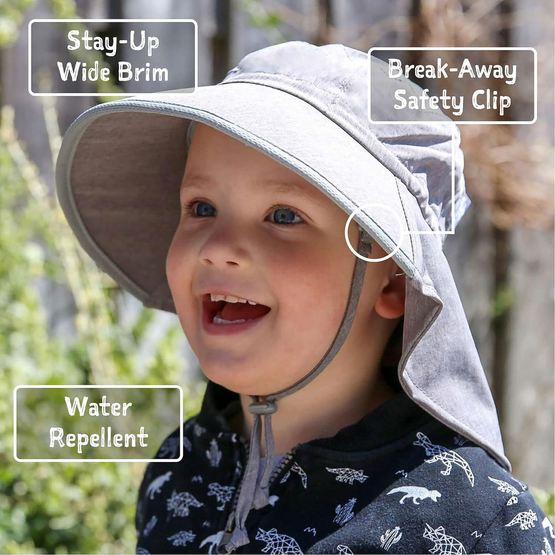 Jan & Jul Kinder Grow-with-Me Aqua-Dry Abenteuer-Sonnenhut 0-6 Monate Grau, 0-6 Monate Grau