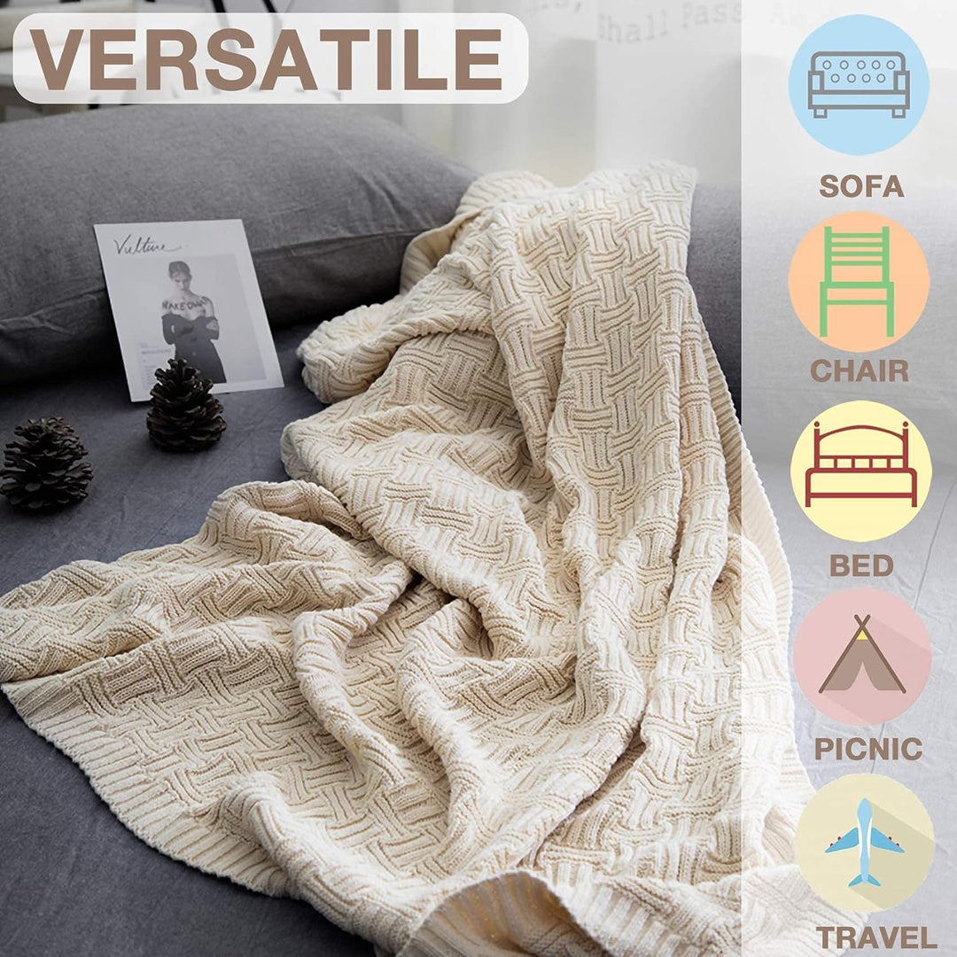 OROOTL Kuscheldecke Strickdecke 100% Baumwolle Weich Sofadecke 130x180cm Schlafdecke für weiches Sof