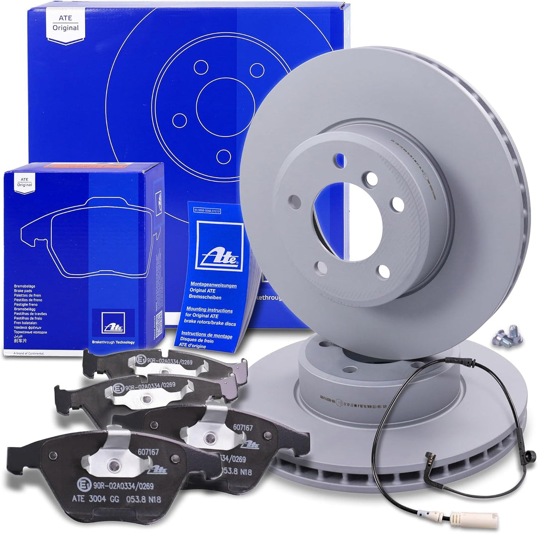 ATE Bremsenset Vorderachse inkl. Bremsscheiben vorne Ø 324 mm belüftet und Bremsbeläge vorne + Versc