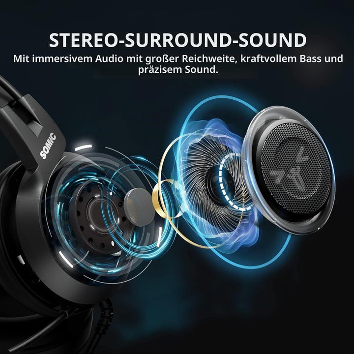 Somic Gaming-Kopfhörer für Xbox One, Stereo-Surround-Sound mit Geräuschunterdrückung, abnehmbares Ka