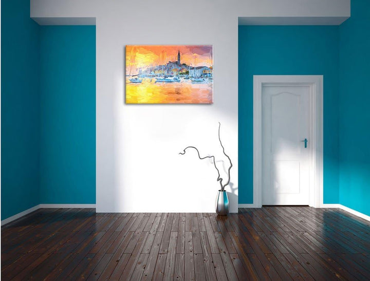 Pixxprint Kroatische Hafenstadt als Leinwandbild/Grösse: 100x70 cm/Wandbild/Kunstdruck/fertig bespan