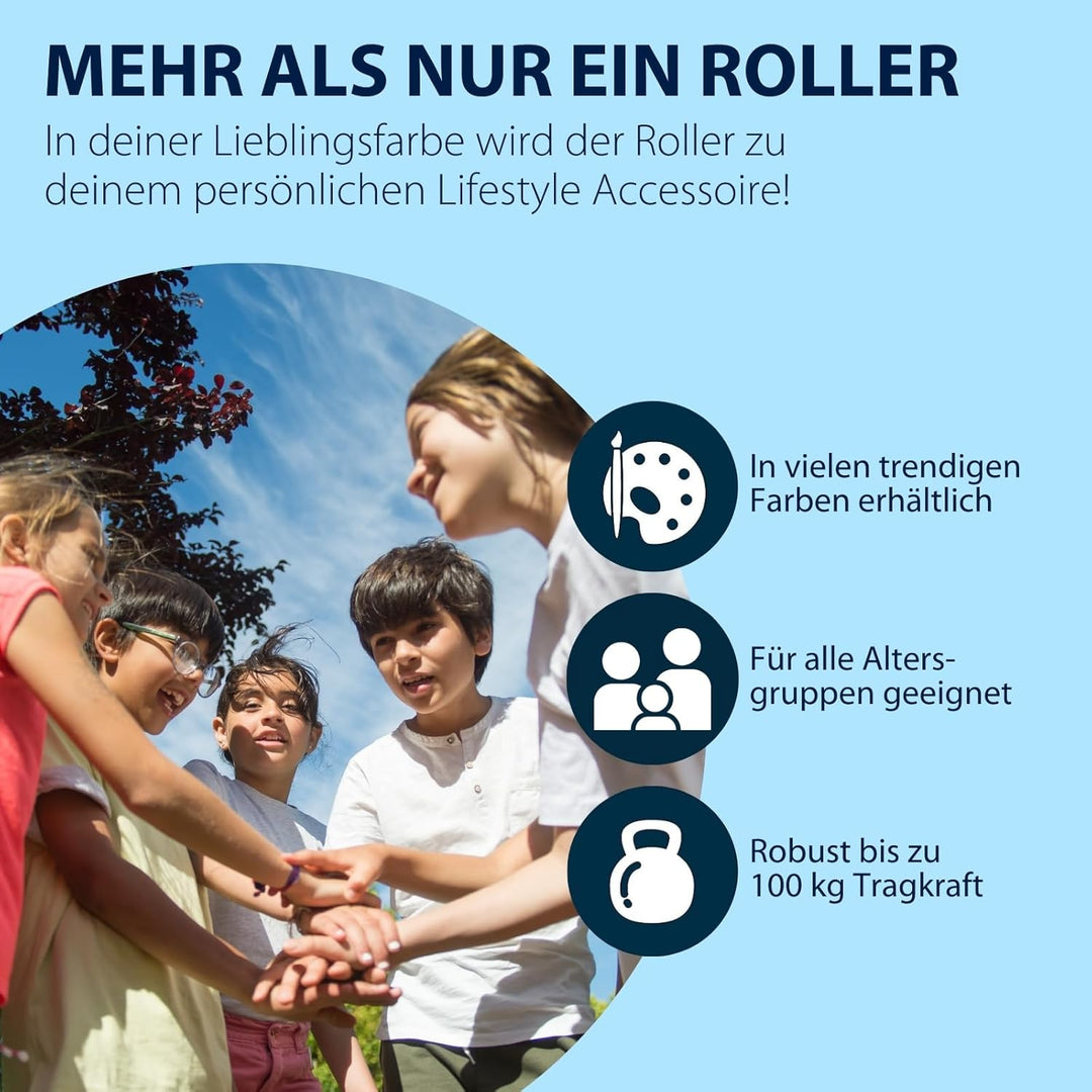 HUDORA BigWheel Pure Scooter - Stabiler Aluminium-Roller mit Ständer - Höhenverstellbarer &amp; zusammen