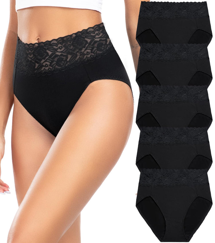 Wealurre Unterhosen Damen, Unterwäsche Frauen Baumwolle Hohe Taille Slip Damen Unterwäsche Spitze 5e