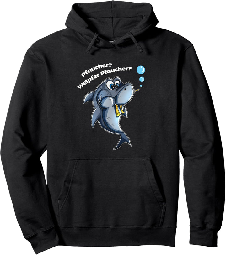 Lustiger niedlich Hai isst Taucher Pfaucher Welpfer Pfaucher Pullover Hoodie