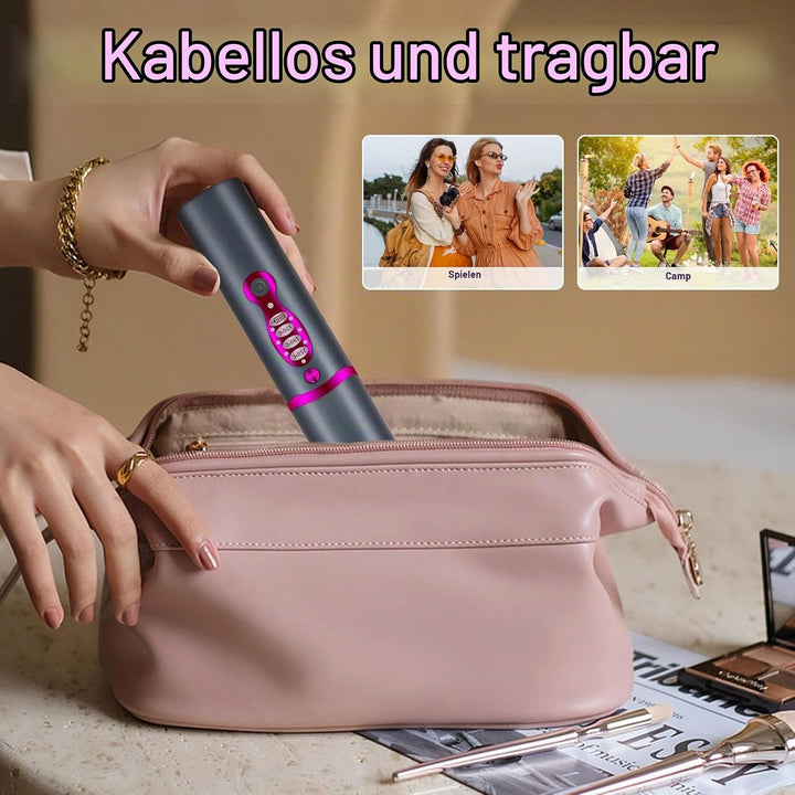 OBEST Kabelloser Haarglätter,2-in-1 Kabelloses Glätteisen und Lockenstab,Tragbarer Reise-Mini-Haargl