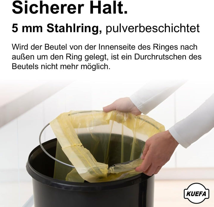 KUEFA VLC 60L Müllsackständer, Mülleimer mit Klemm-Ring Gelber Sack, stabil, strapazierfähig, geruch