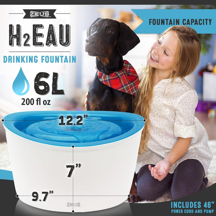 Zeus Trinkbrunnen für Hunde, weiss/blau, 6L