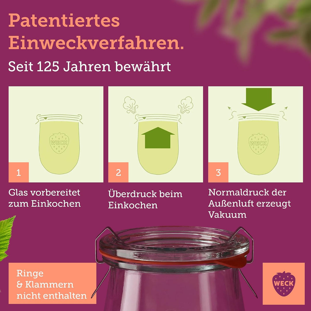 Weck Gläser 140ml – 12er Set mit Deckeln – Sturzform – robuste, stapelbare Dessertgläser, Einkoch- &