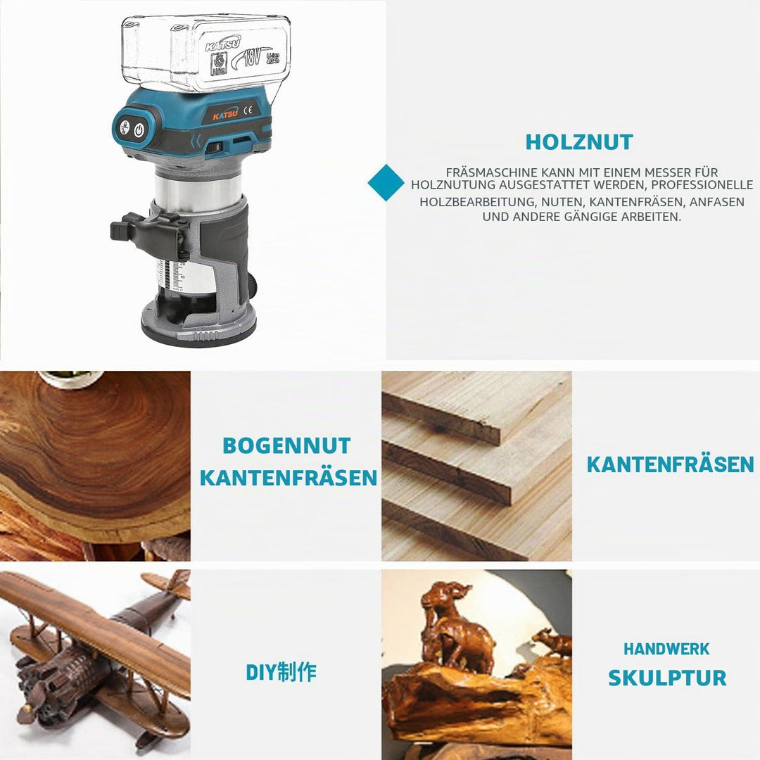 KATSU FIT-BAT 21V Brushless Akku-Holztrimmer Laminator Router Joiners Werkzeug, bürstenloser Motor,