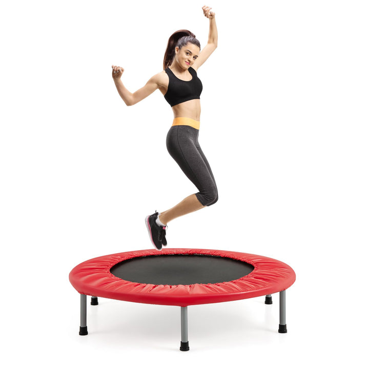 COSTWAY φ97cm Mini Trampolin, Fitness Trampolin faltbar, Kindertrampolin bis 150kg belastbar, Trampo