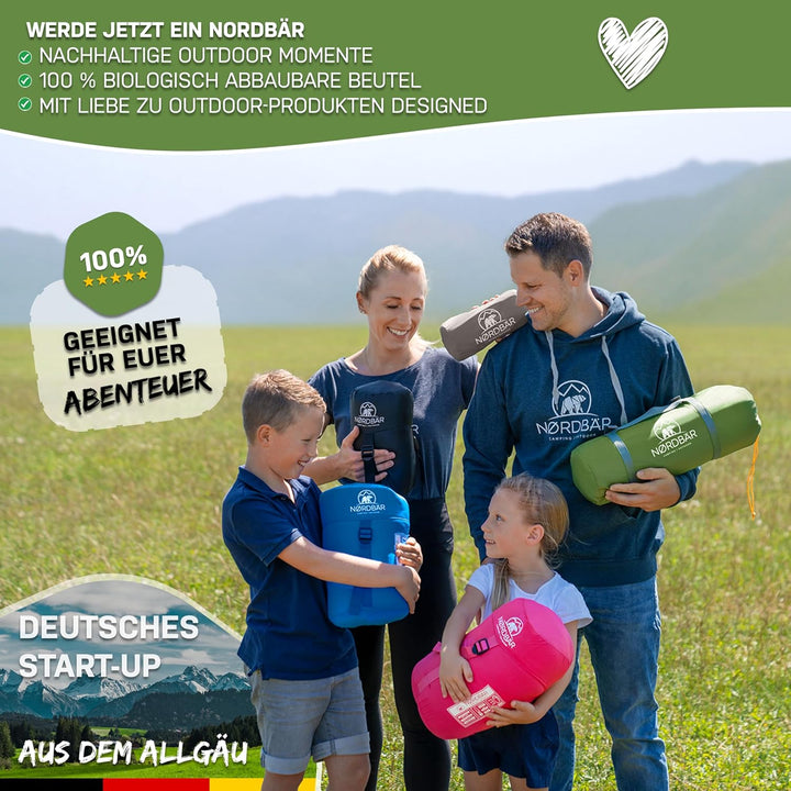 NORDBÄR® Camping Isomatte aufblasbar & Ultraleicht [mit oder ohne Kissen]| Iso Luftmatratze kleines