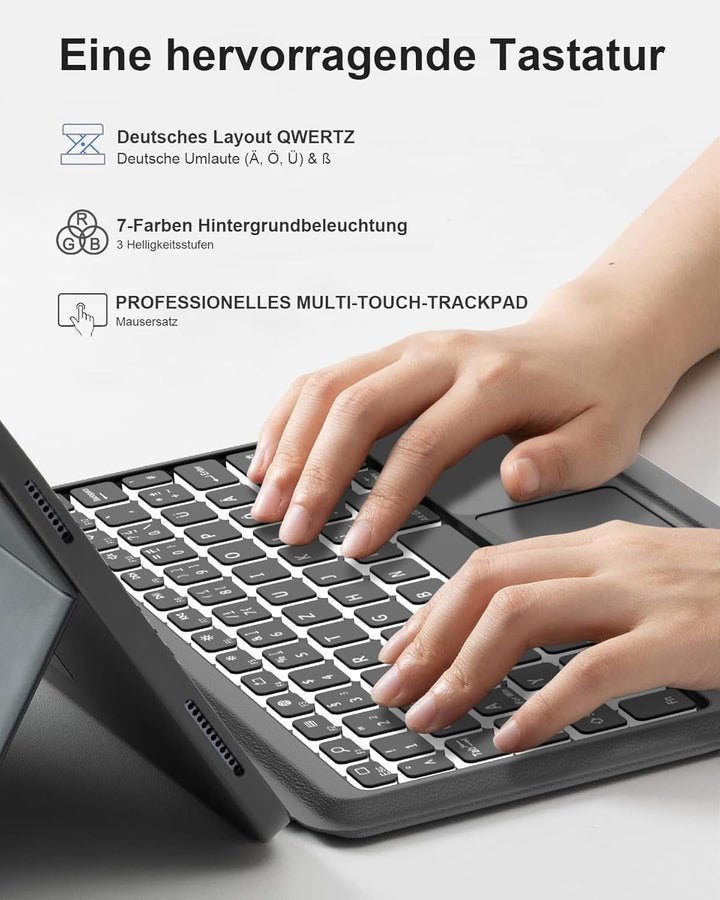 Für Galaxy Tab A9+ 11" Hülle mit Tastatur (2023 SM-X210/X215/X216) - DE QWERTZ, Ergonomische, Innova