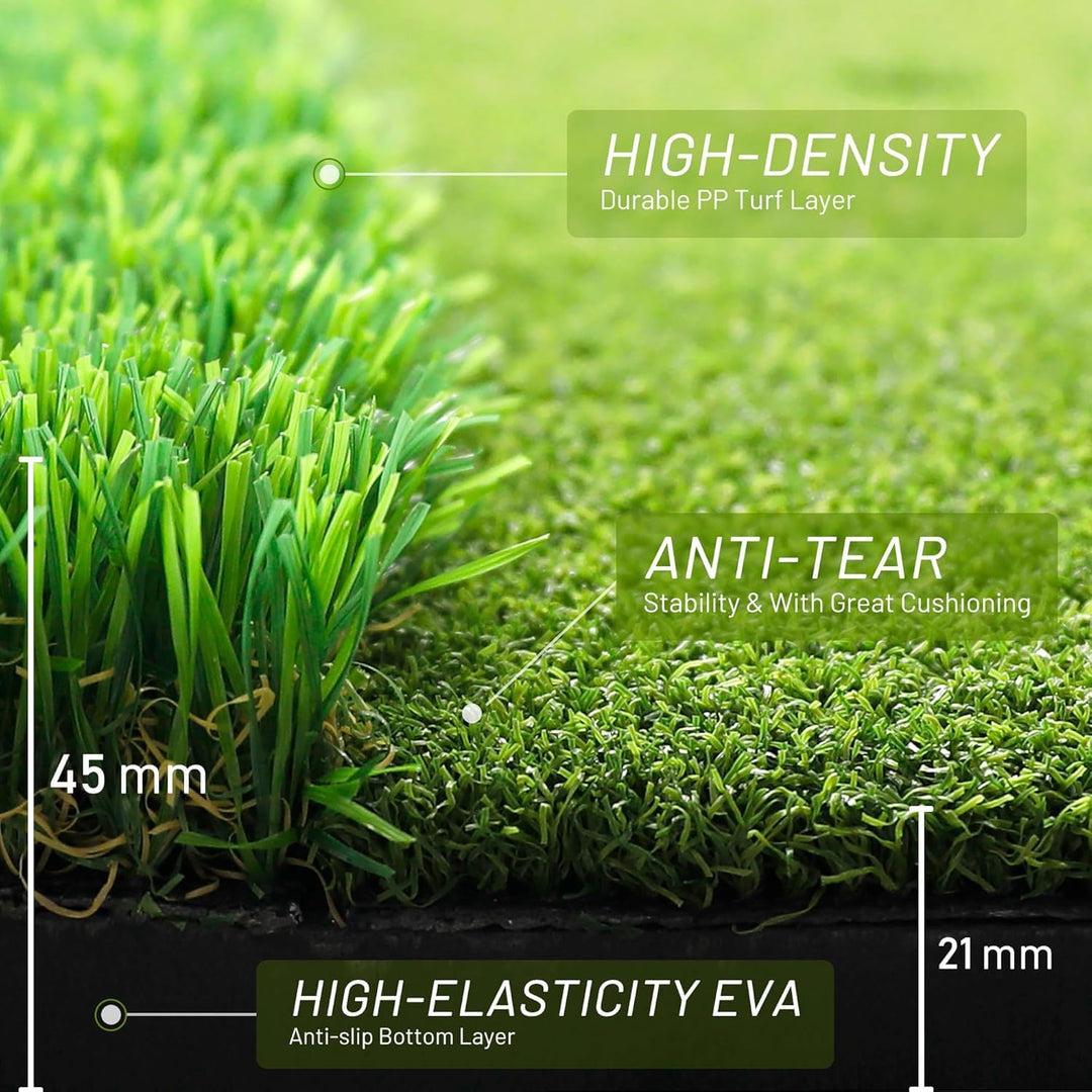 Golfmatte 150 x 120cm, Golf Abschlagmatte, Golf Übungsmatte mit 10 Golfbällen & 3 Gummi-Tees, 6 Absc
